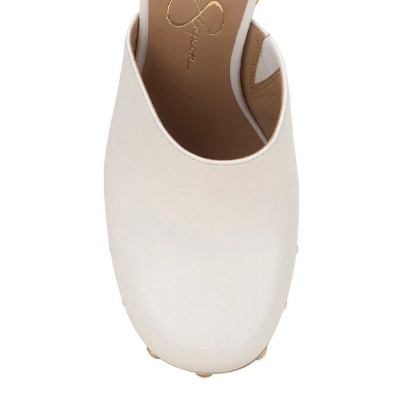 new JESSICA SIMPSON Leather Dasally Platform Mules bright white 367TN - Picture 3 of 8